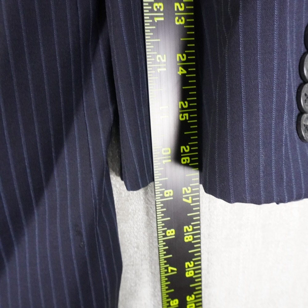 Burberry Pinstripe 100% Wool Blazer Jacket Sports Coat Dark Navy Men's Sz 46L - Picture 3 of 12